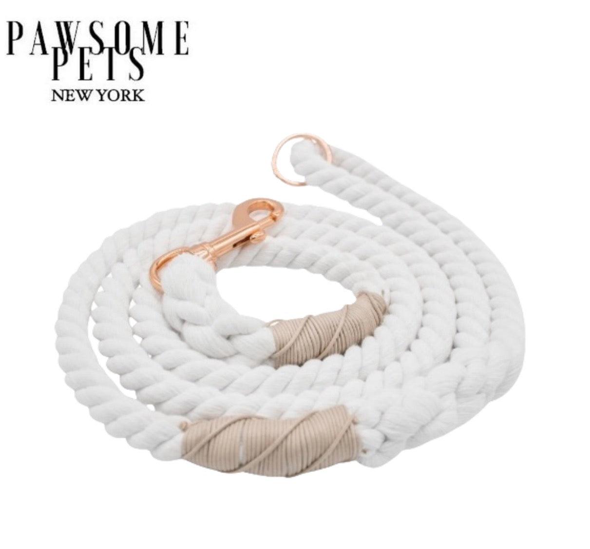 ROPE LEASH - SNOW WHITE - Pawsomepetsnewyork