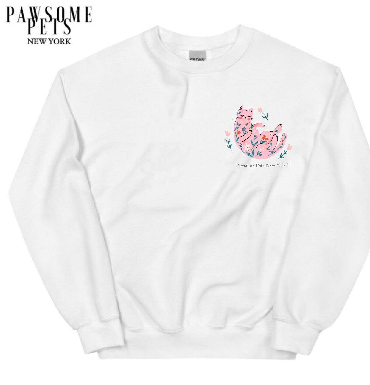 SWEATSHIRT - FLORAL CAT(UPPER RIGHT) - Pawsomepetsnewyork