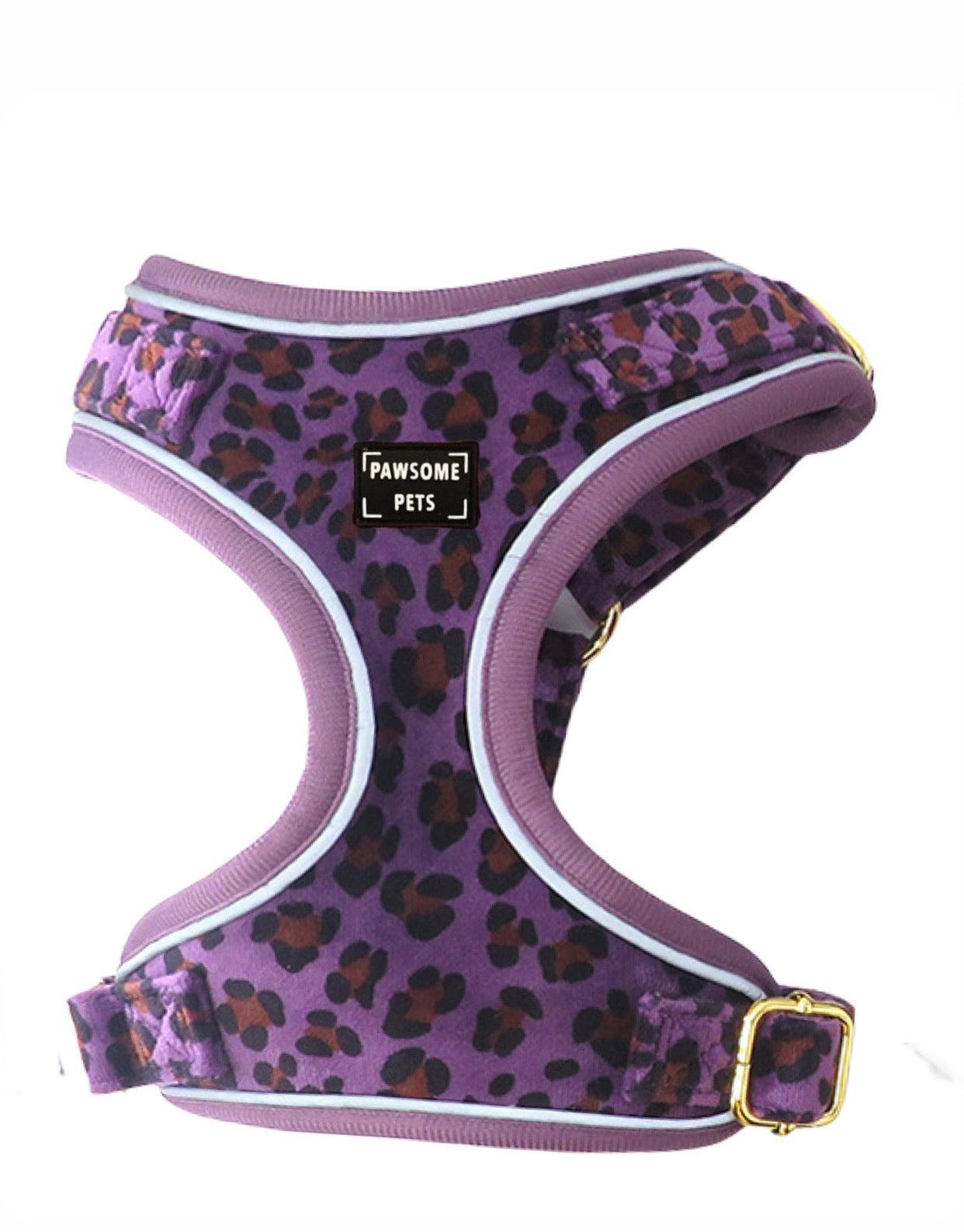 ADJUSTABLE HARNESS - PURPLE LEOPARD - Pawsomepetsnewyork